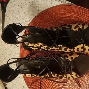 Saint Laurent Babies 90mm strappy sandal heels w pony hair size 38.5